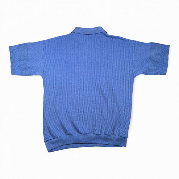 Vintage Hukapoo Polo Shirt Adult MEDIUM Blue Textured Waffle Knit Golf 90s - Picture 3 of 11